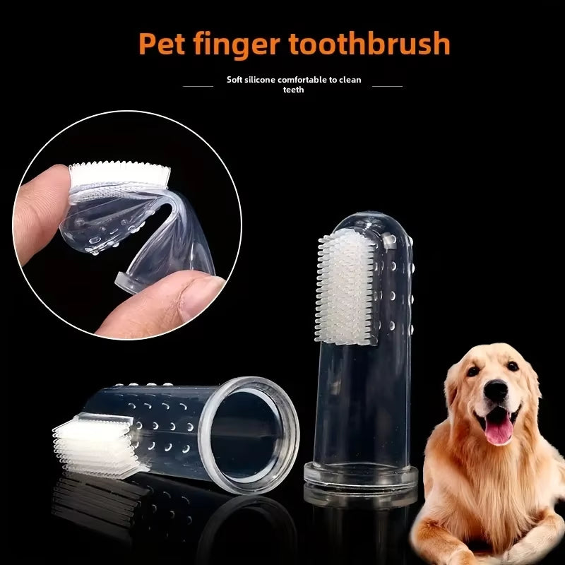 Soft Silicone Pet Finger Dog Toothbrush Teddy Dog Brush Bad Breath Tartar Teeth Tool Cat Cleaning Dogs Supplies Accessories