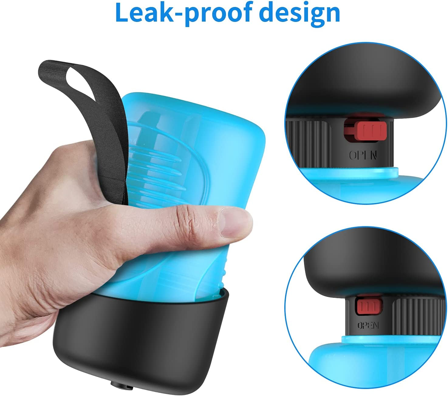 Portable Dog Water Bottle, Foldable Pet Water Bottle for Dog with Water Stop Valve Puppy Travel Walking Hiking Water Bottle, Leak Proof Pet Water Dispenser Lightweight & Convenient for Outdoor(18Oz)