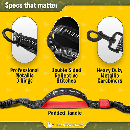 Exquisite Hands-Free Leash for Medium Dogs: Perfect for Active Pet Owners Comfortable, Durable & Ideal for Running, Walking, Hiking. Premium Dog Waist Leash with Bungee. Must-Have Dog Gear
